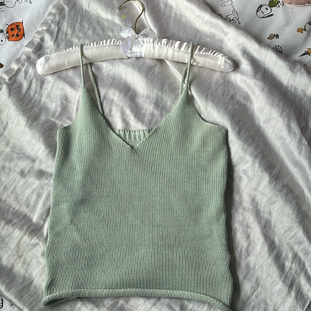 Made in Italy woven sea foam tank top